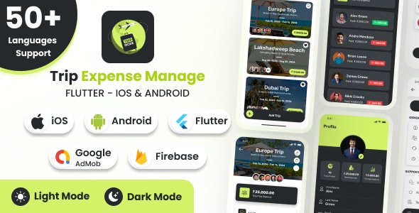 TripMode | Trip Expense Manage – Flutter Android & iOS Full App + Light + Dark Mode (50+ Languages)
