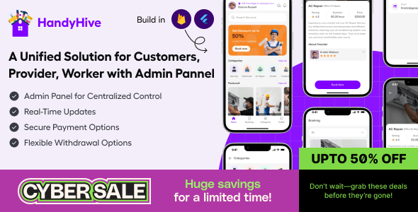 HandyHive: On-Demand app, Multi Provider, Handyman Booking, Home service App with admin panel