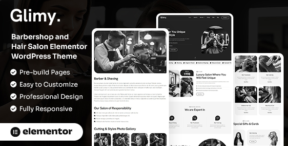 Glimy – Barbershop and Hair Salon WordPress Theme