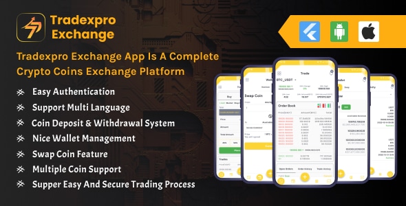 Tradexpro Exchange – Crypto Buy Sell and Trading Flutter Mobile App