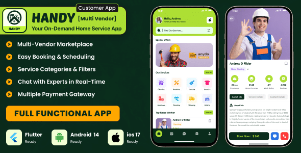Handy – Multi-Vendor On Demand Home Services App | Android I iOS
