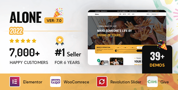 Alone – Charity Multipurpose Non-profit WordPress Theme + Purchase code