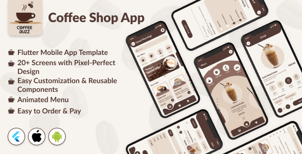 CoffeeBuzz – eCommerce App for Coffee Shop – Flutter Mobile App Template | Android & iOS