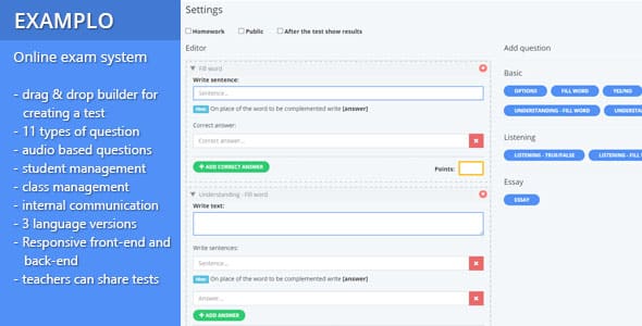 Examplo – Online exam system