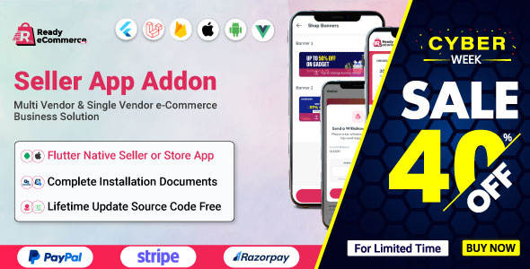 Ready eCommerce – E-Commerce Seller App | Store App | Provider App | Vendor App Addon