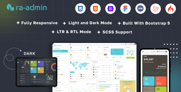 Ra-admin Boostrap, PHP, Laravel, codeigniter & Figma Admin Dashboard Template
