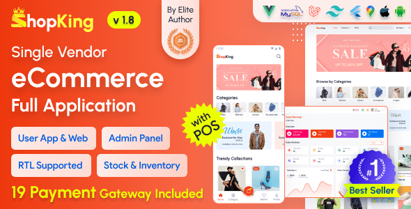 ShopKing – eCommerce App with Laravel Website & Admin Panel with POS | Inventory Management