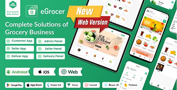 eGrocer – Online Multi Vendor Grocery Store, eCommerce Marketplace Flutter Full App with Admin Panel