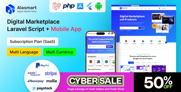 Alasmart – Digital Product Download Marketplace Laravel Script