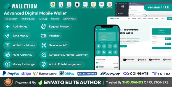 Walletium – Digital Wallet and Payment Gateway Full Solution