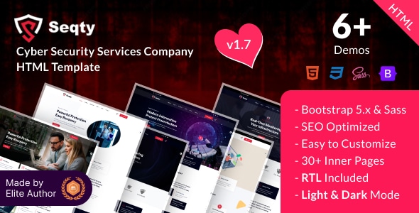 Seqty – Cyber Security Services Company HTML Template