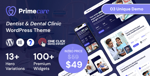 Primecare – Dentist & Dental Clinic WordPress Theme