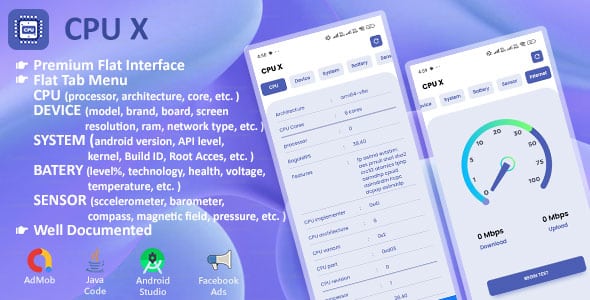 Free download CPU X – Info provider for CPU, Device, System, Live Battery, Sensor with Internet Spee