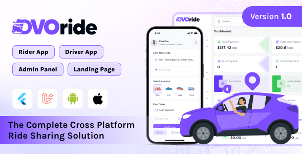 OvoRide – Complete Cross Platform Ride Sharing Solution