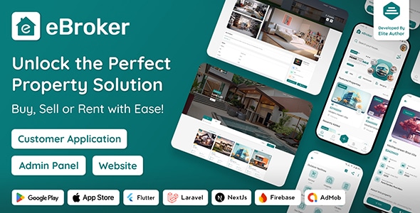 eBroker – Real Estate Property Buy-Rent-Sell Flutter app with Laravel Admin Panel | Web Version
