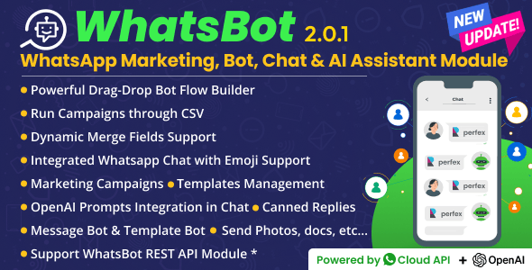 WhatsBot – WhatsApp Marketing, Bot, Chat & AI Personal Assistant Module for Perfex CRM