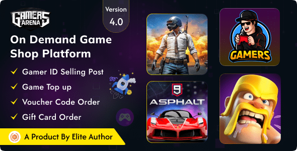 Gamers Arena – Digital Online Game Store, Game Top Up , Voucher & Gamer ID Selling Tools