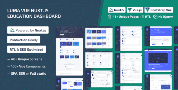 Luma Nuxt – NuxtJS Vue Learning Management System Admin Template