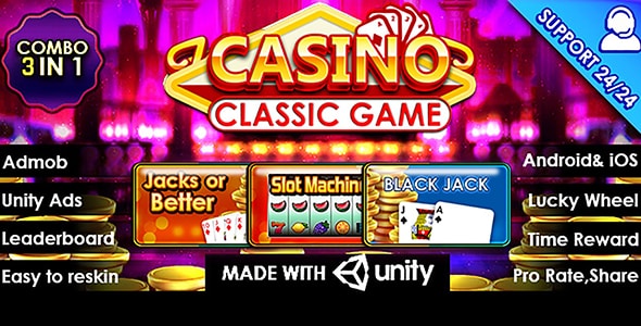 Casino Classic Game – Combo 3 in 1 Unity Template