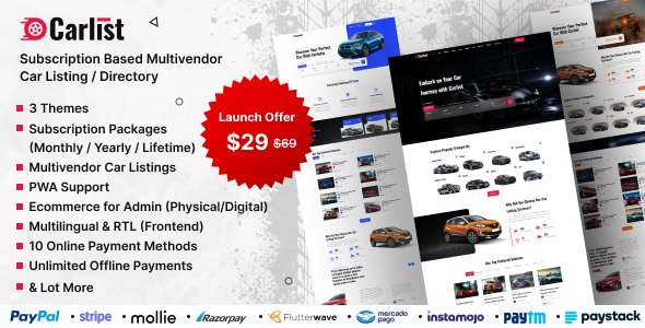 Carlist – Multivendor Car Listing Directory Website (Subscription Based)