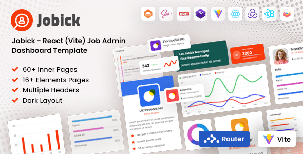 Jobick – React (Vite) Job Admin Dashboard Template