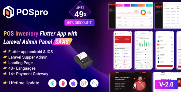 POSpro – POS Inventory Flutter App with Laravel Admin Panel SAAS