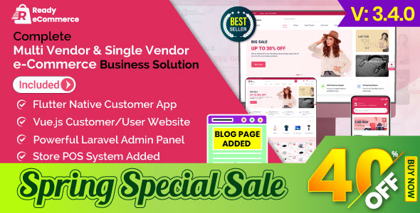 Ready eCommerce – Complete Multi Vendor eCommerce Mobile App, Customer Website with Store POS
