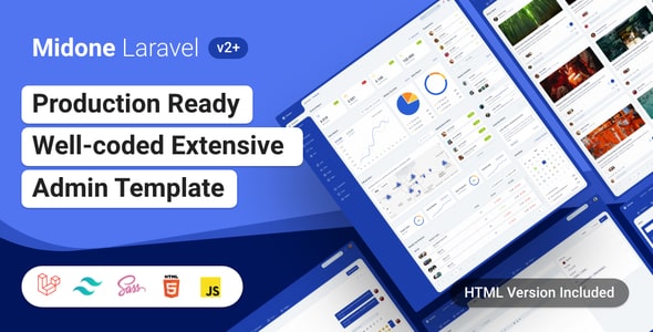 Midone – Laravel 8 Admin Dashboard Template + HTML Version + XD Design File