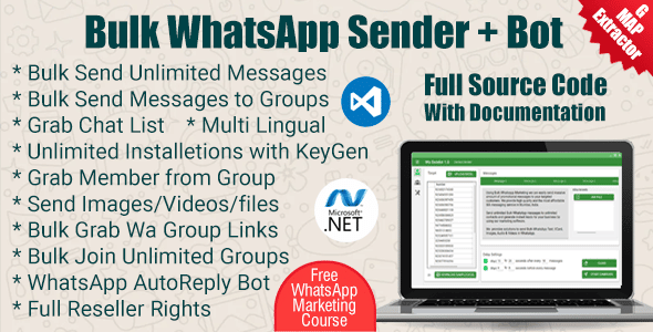 Free download WaBulker Bulk WhatsApp sender With Buttons + Group Sender + WhatsApp Autobot
