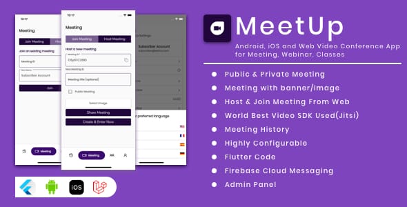 MeetUp – Android, iOS and Web Video Conference App for Meeting, Webinar, Classes